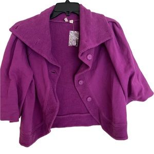 Frenchi Women's Cropped Button Down Jacket, Size L, Magenta